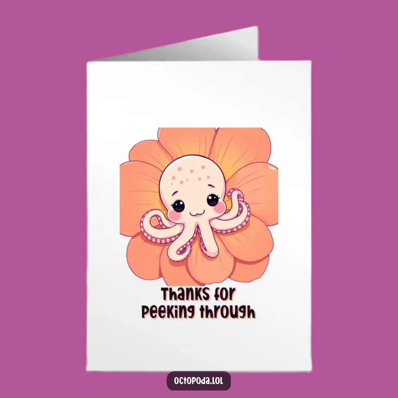 Free Printable Thank You Card: Bashful Octopus, Downloadable Gift Idea