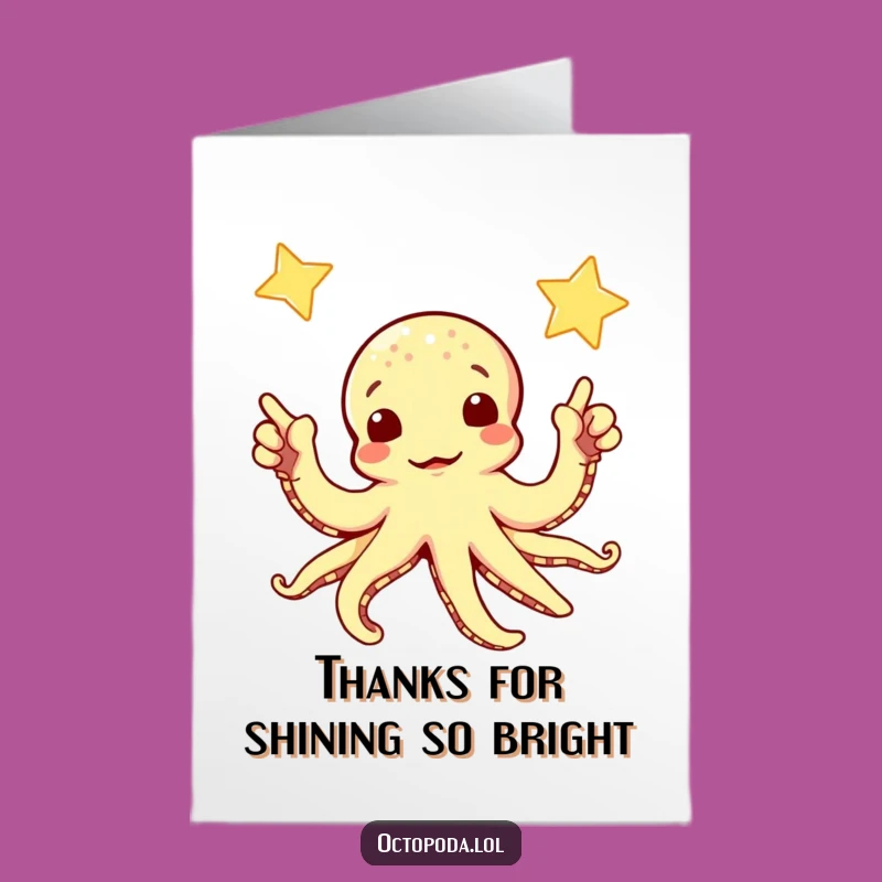 Free Printable Thank You Card: Octopus's Starry Gratitude - Whimsical & Funny Downloadable!