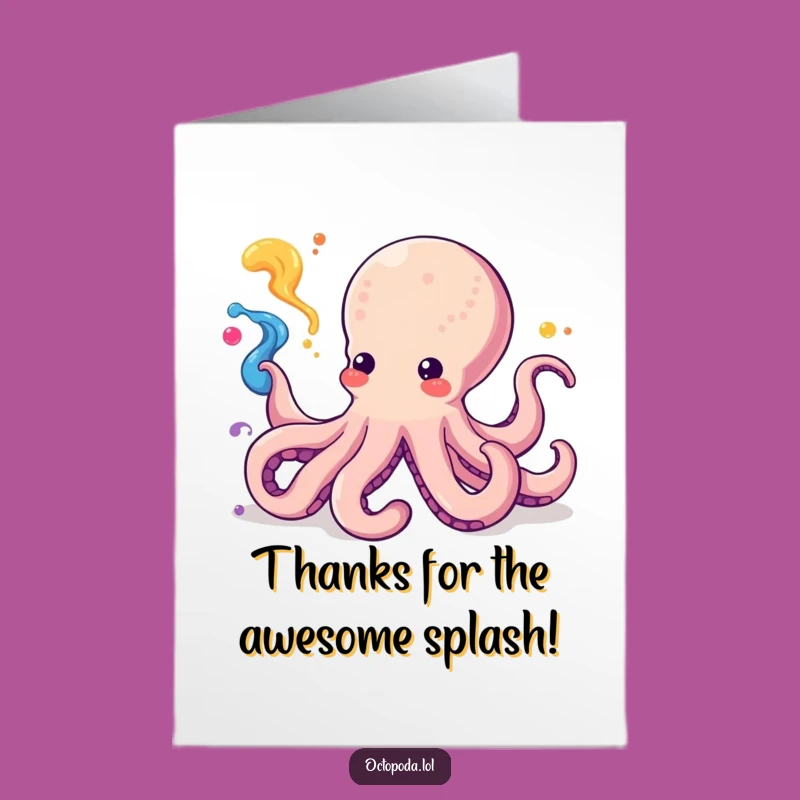 Free Printable Thank You Card: Adorable Kawaii Octopus Ink Art Downloadable Gift