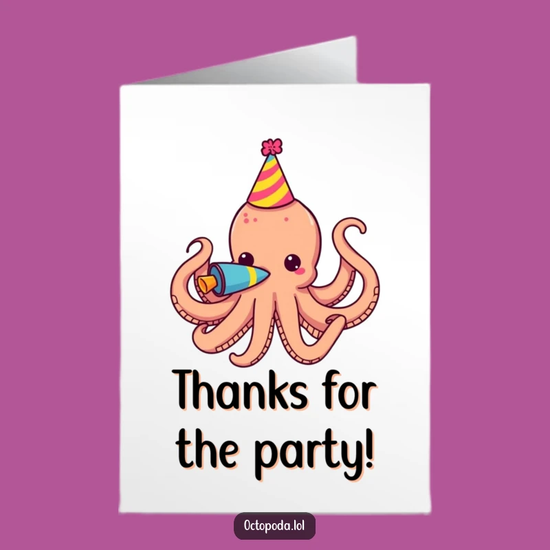 Free Printable Thank You Card: Party Octopus Thanks, Fun Downloadable Gift!