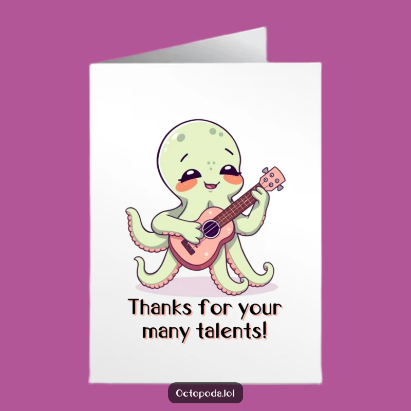 Free Printable Thank You Card Giggling Octopus Musician Funny Downloadable Gift
