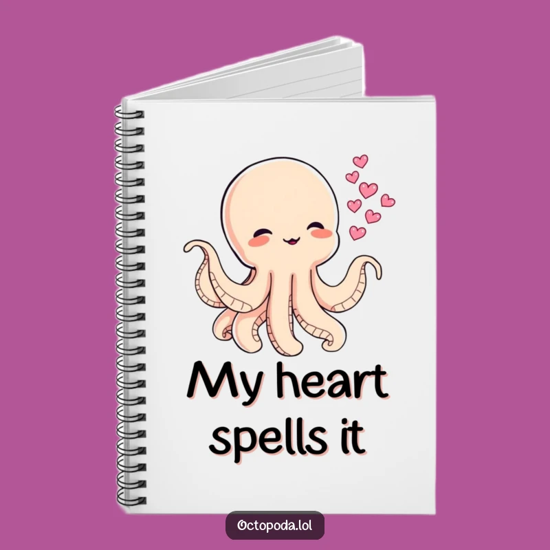 Funny Baby Octopus Ink Hearts Notebook for Playful Notes