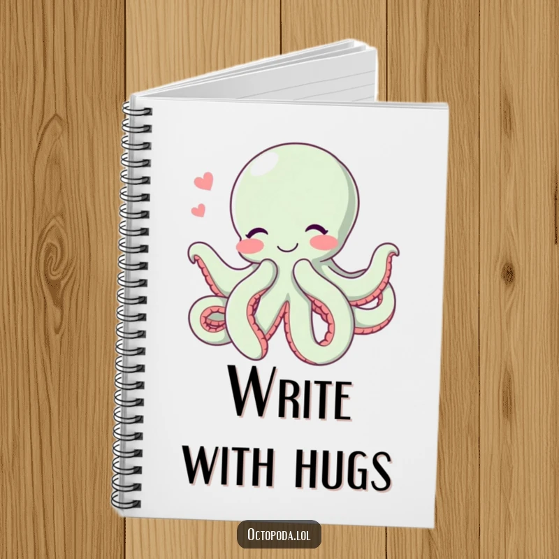 Funny Hugging Octopus Notebook: A funny notebook featuring a blushing octopus giving a big hug with all its tentacles, ideal for journaling.