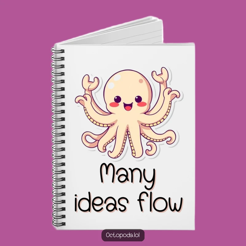 Funny Kawaii Octopus Notebook - Hilarious Energetic Waving Journal