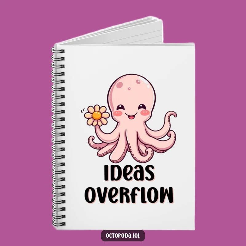 Funny Octopus Flower Notebook - Cephalopod Journal Offering Bloom Ideas