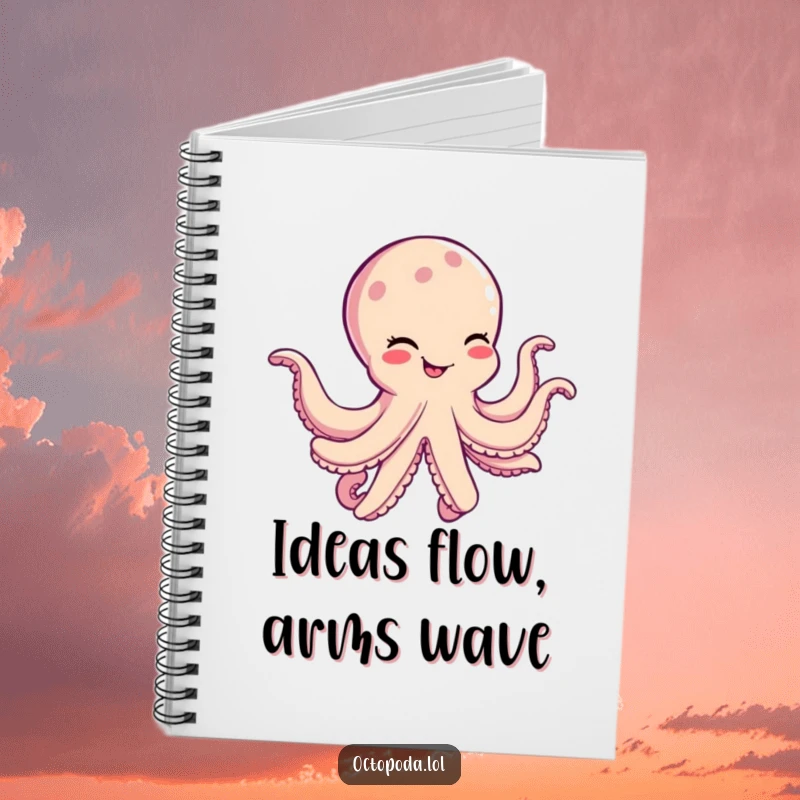 Funny Octopus Notebook: A cheerful, winking cephalopod dances silly, inspiring creativity on its cover.