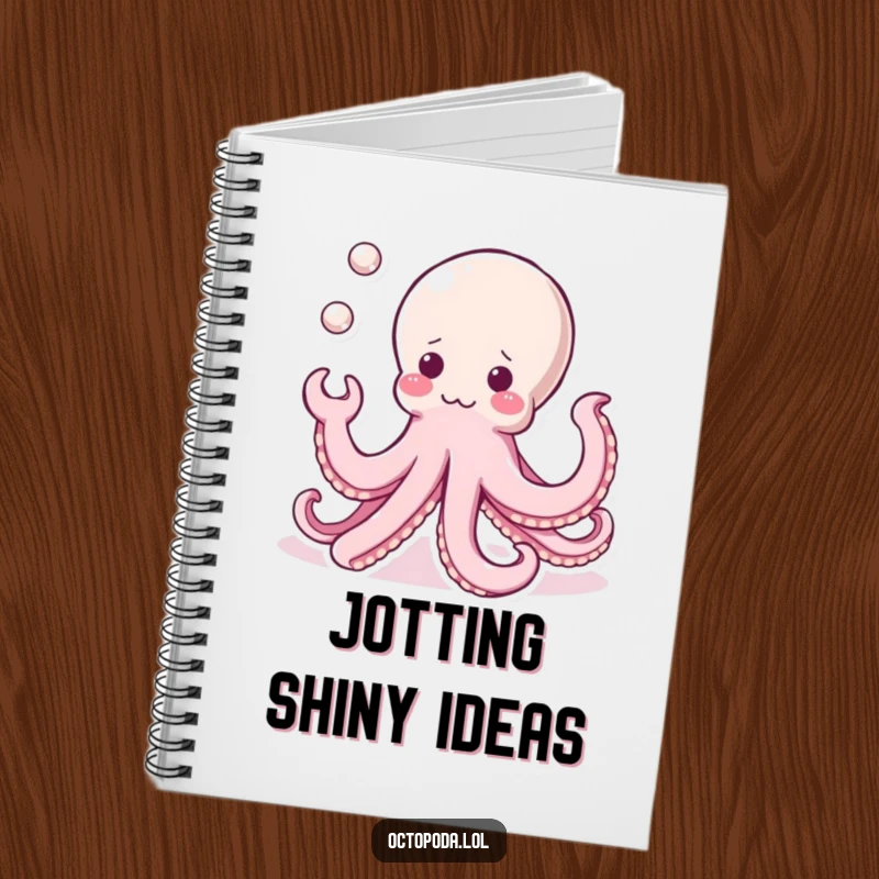 Funny Kawaii Octopus Notebook: A cute octopus juggling three shiny pearls, perfect for capturing ideas with precision and adorable flair.
