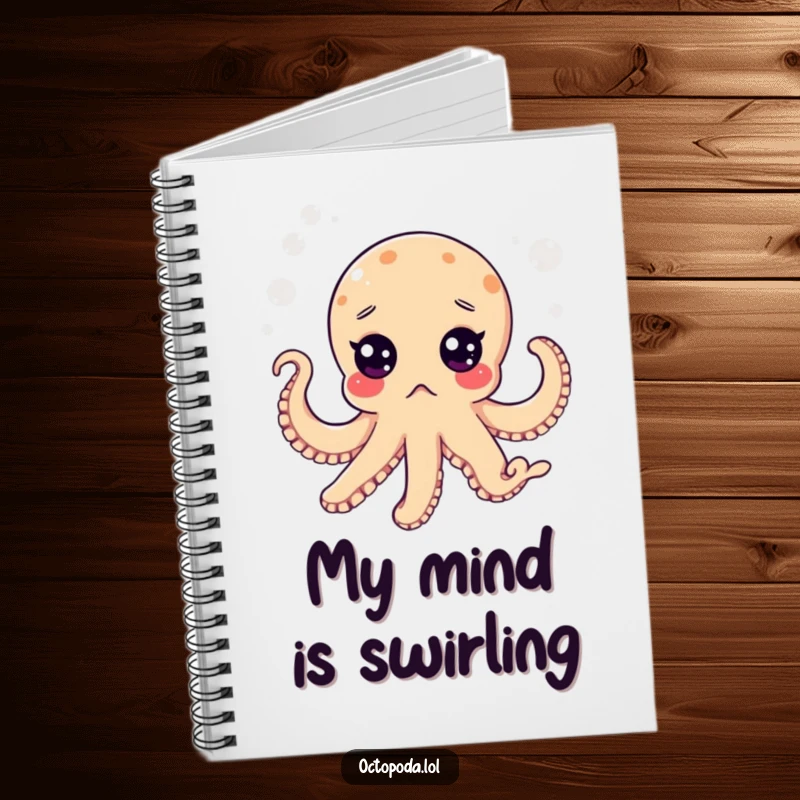 Funny notebook with a surprised octopus floating in bubbles, designed for jotting down shocking ideas and notes.