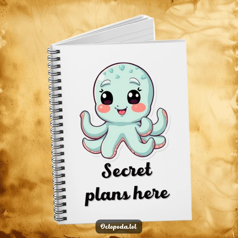 Funny octopus notebook featuring a giggling octopus winking with all its eyes, ideal for journaling secrets and thoughts.