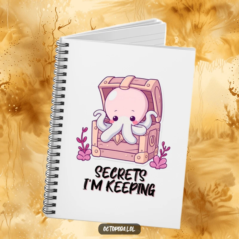 Funny Chubby Octopus Notebook: A chubby octopus peeking from a treasure chest, perfect for capturing ideas and adventures.