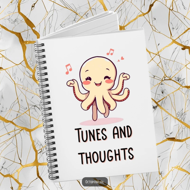 Funny Dancing Octopus Notebook: A smiling octopus dancing with musical notes, perfect for jotting down lyrics, melodies, and bright ideas.