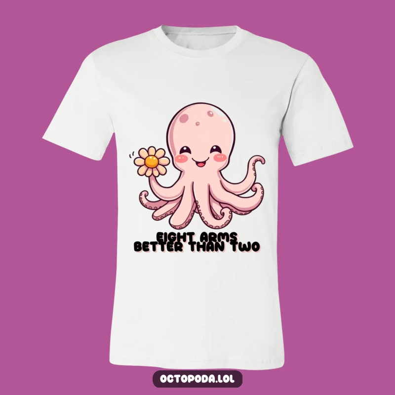Funny Octopus Bloom T-Shirt - Happy Cephalopod Offering Flower Tee