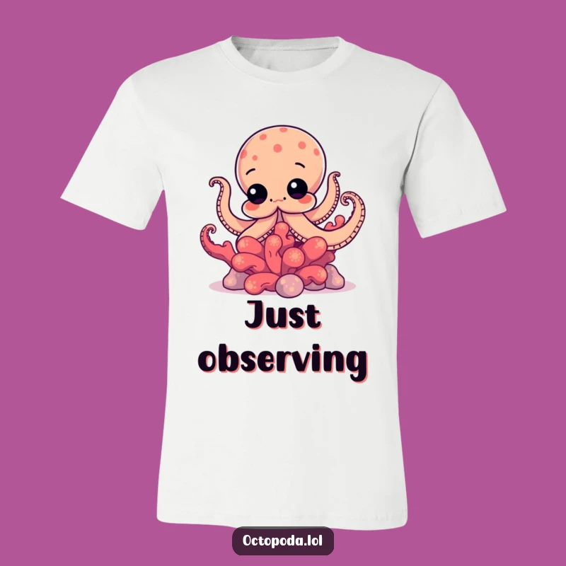 Funny Octopus Coral Peek T-Shirt: Undersea Mystery and Humor