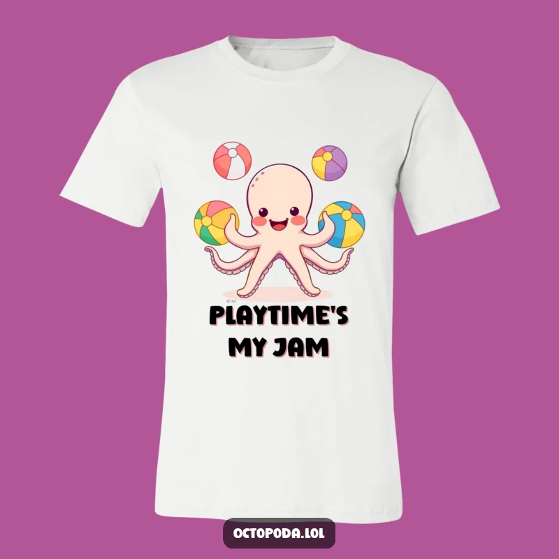 Funny Octopus Juggling T-Shirt - Happy Beach Ball Tee