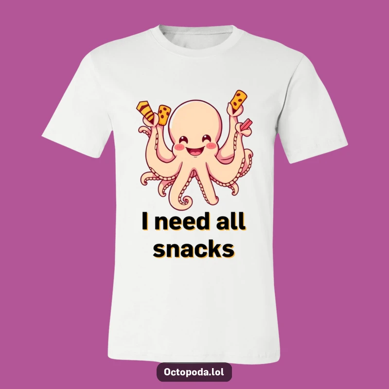 Funny Octopus Snack Attack T-Shirt: Wear Your Craving with This Hilarious Tee!