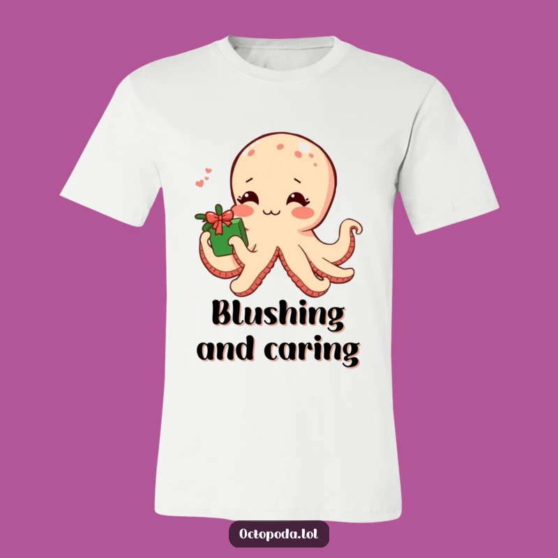 Funny Shy Octopus T-Shirt: Blushing Sea Creature Tee for Awkward Charm
