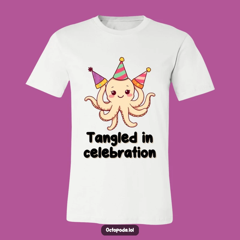 Funny Tangled Octopus Party Tee: Smiling Character Shirt, Comfy and Funny Gift Idea