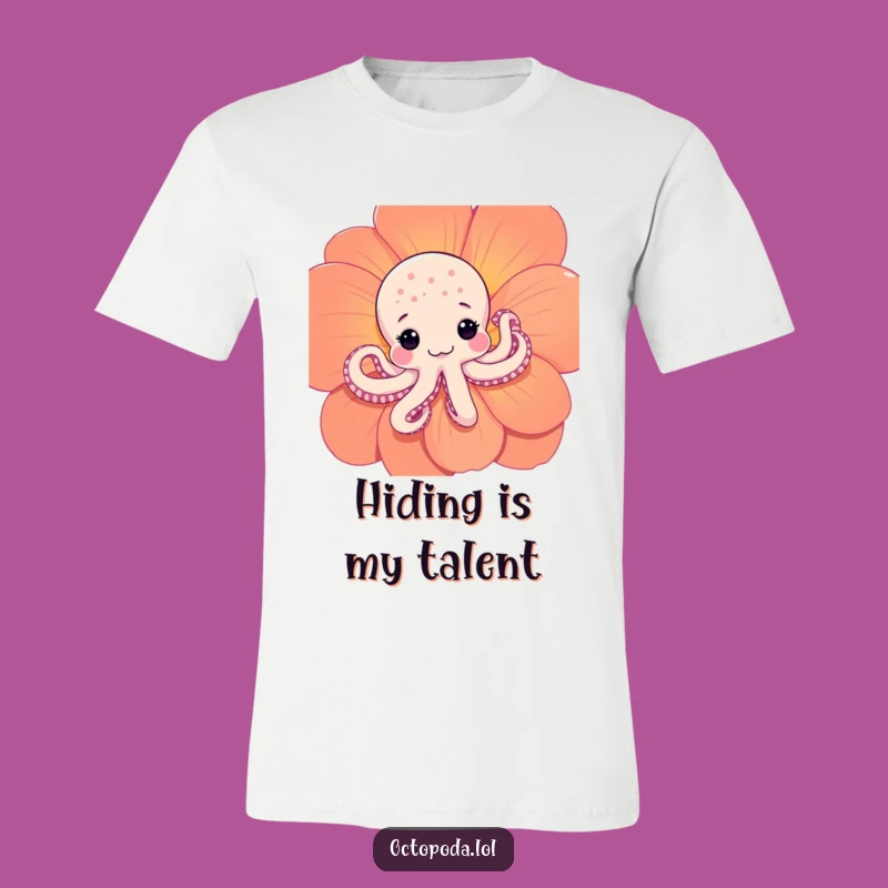 Funny Shy Octopus T-Shirt: Cute Peeking Cephalopod Tee for Introverts
