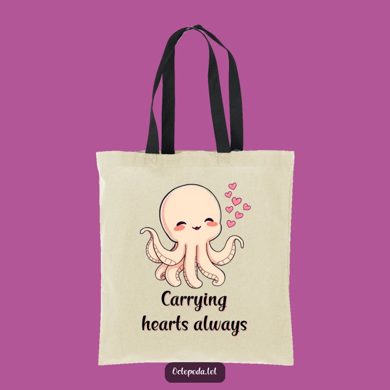Funny Baby Octopus Ink Hearts Tote Bag Carry Your Love Playfully