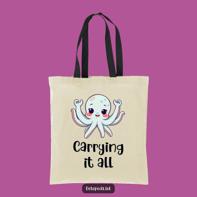 Funny Octopus Tote Bag - Excited Waves, Perfect Accessory Gift