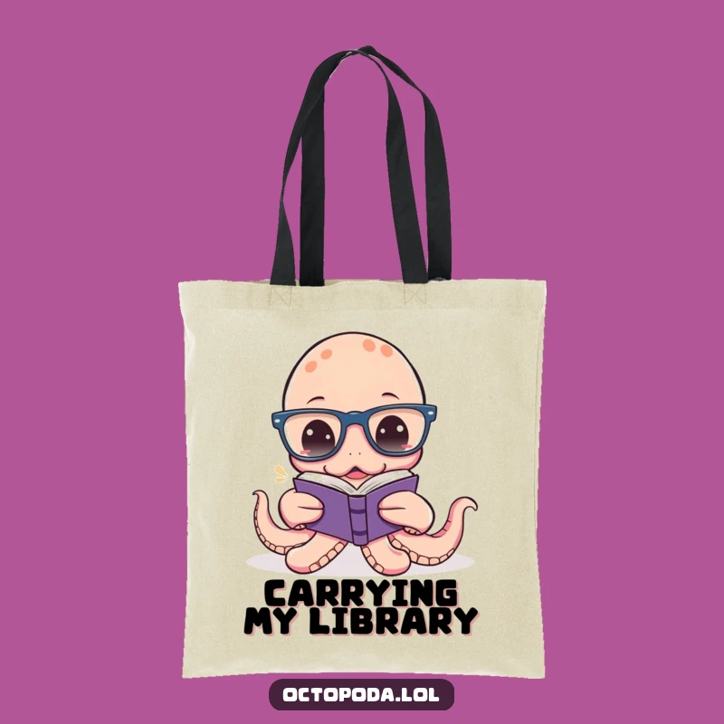 Funny Octopus Reading Tote Bag: Hilarious Spectacled Cephalopod Carryall for Book Lovers