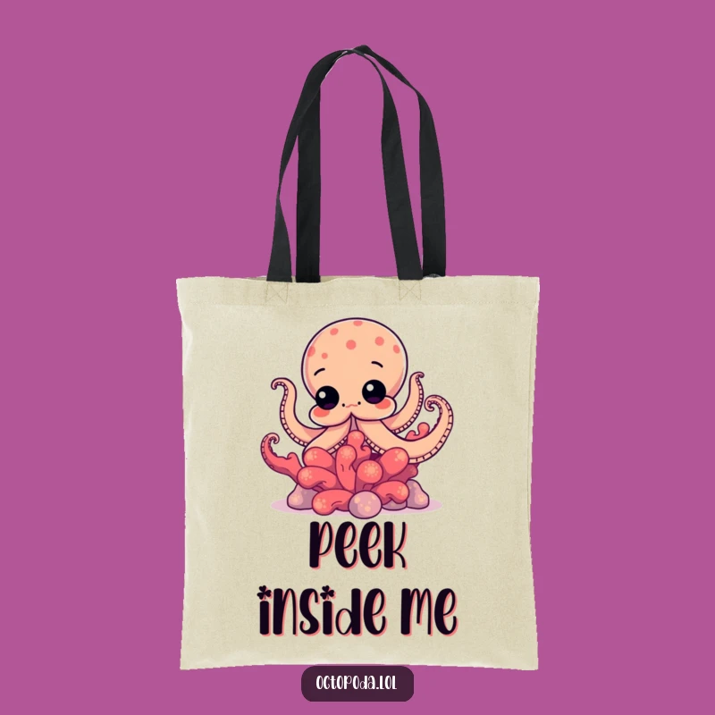 Funny Octopus Coral Peek Tote Bag: Carry Your Curiosity