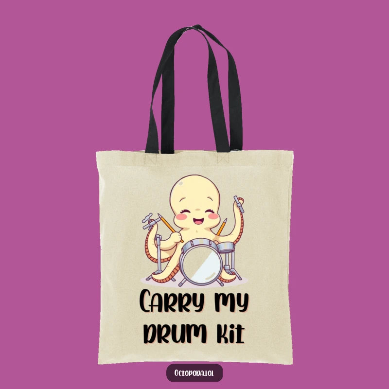 Funny Octopus Drummer Tote Bag - Gigantic Humor for Music Fans