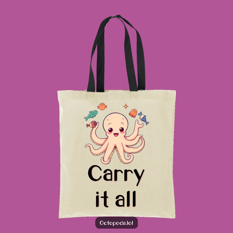 Funny Octopus Juggling Tote Bag: Aquatic Fun, Hilarious Gift for Beach Goers