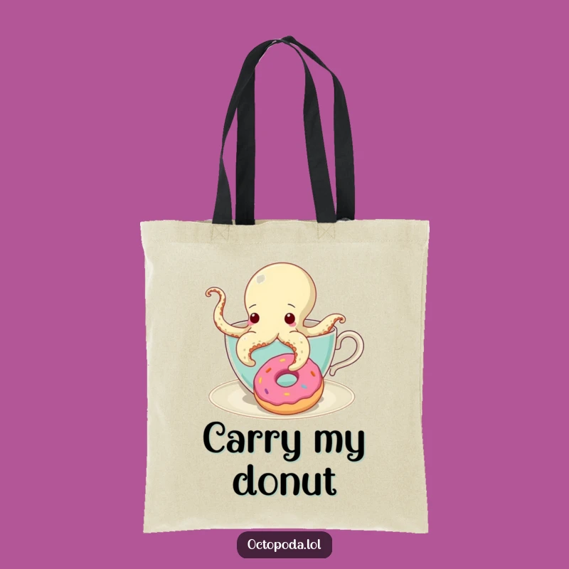 Funny Octopus Teacup Donut Tote Bag - Hilarious Carry-all for Snack Enthusiasts