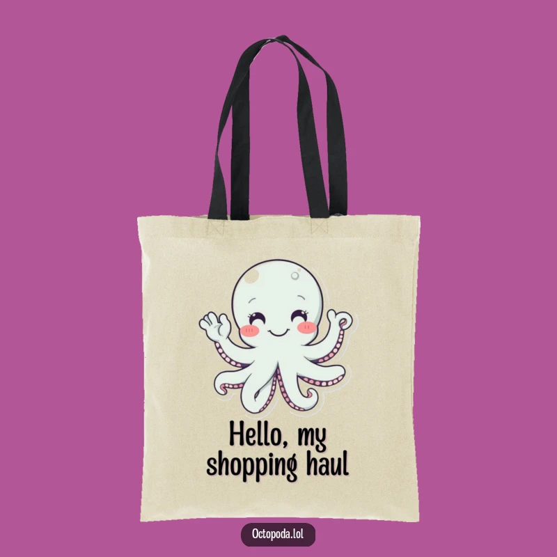 Funny Octopus Waving Hello Tote Bag, Humorous Gift for Friendly Outings
