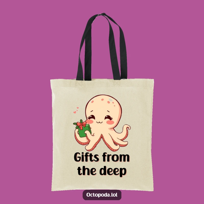 Funny Shy Octopus Tote Bag: Blushing Sea Creature Accessory for Gifts