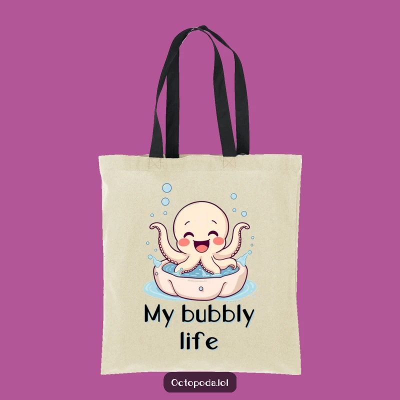 Funny Octopus Splash Tote Bag: Excited Character Tote, Spacious and Funny Gift