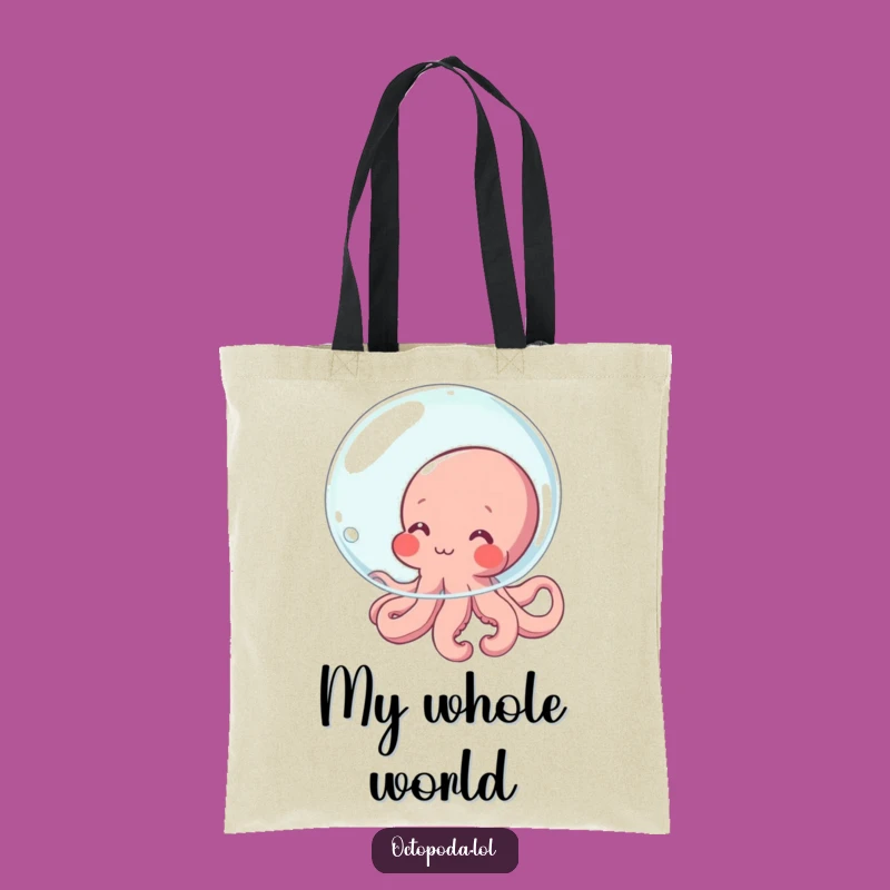 Funny Shy Octopus Tote Bag: Cute Blushing Character Hiding, Perfect Funny Gift