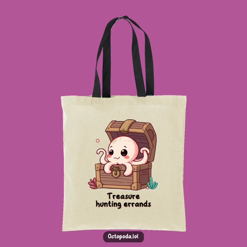 Funny Octopus Treasure Chest Tote Bag, Humorous Gift for Curious Shoppers